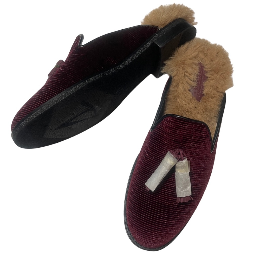Sperry‎ 7M Tassel Velvet Corduroy Loafers w/ Fur NEW